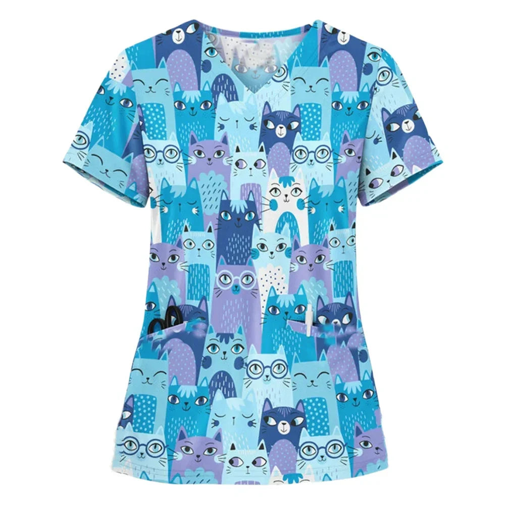 Playful Veterinary Scrub Top for Vets & Medical Staff