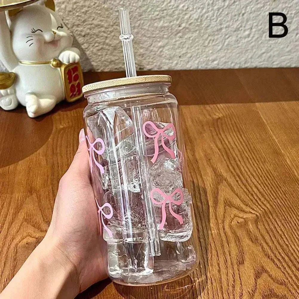 Cute Mason Jar Shaped Glass Tumbler with Straw & Lid | Leak-Proof