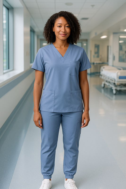Professional Unisex Blue Scrub Suit