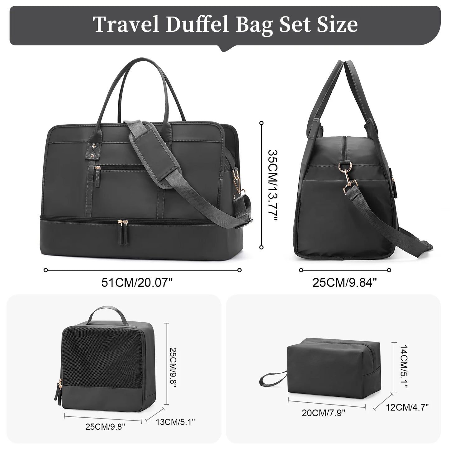 Luggage Travel Bags with a Clothes Bag and Toiletry Bag Large Capacity Daily Commuter Shoulder Bag Woman Tote Bags Handbag Woman