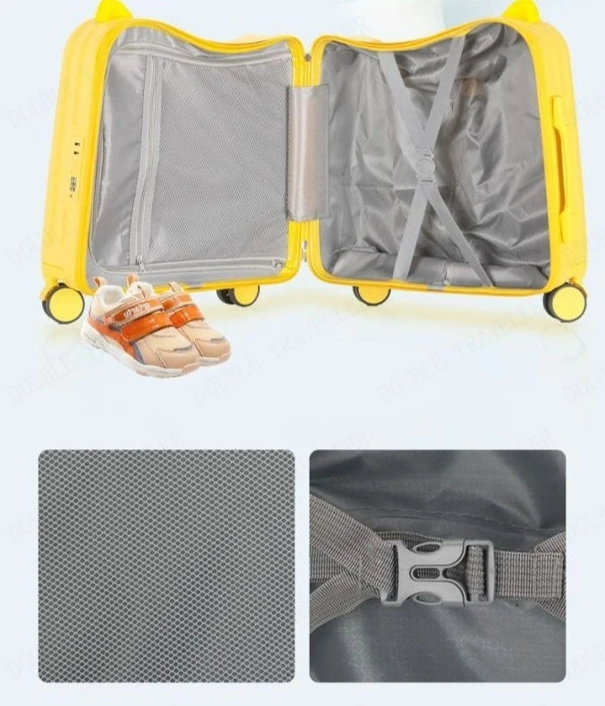 Kids Luggage Can Sit and Ride on Suitcase on Wheels Small Carry-on Suitcase for Children Zipper Trolley Luggage Bag