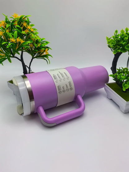 40 oz tumbler with handle and straw | Cup holder for travel | Insulated stainless steel cup | BPA- free |