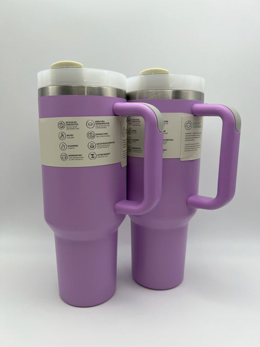 40 oz tumbler with handle and straw | Cup holder for travel | Insulated stainless steel cup | BPA- free |