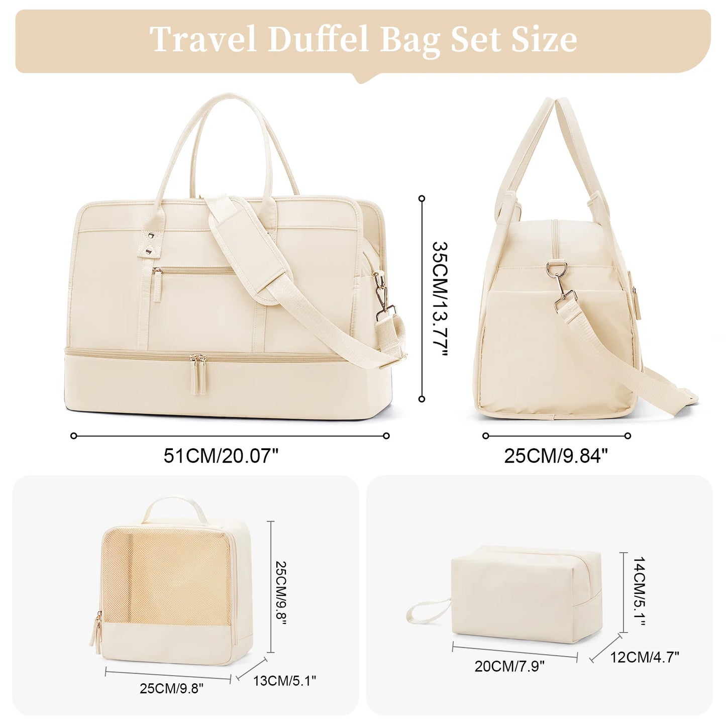 Luggage Travel Bags with a Clothes Bag and Toiletry Bag Large Capacity Daily Commuter Shoulder Bag Woman Tote Bags Handbag Woman