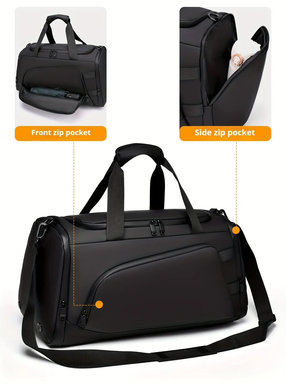 Large capacity multifunctional luggage bag with multiple compartments, suitable for fitness, travel, and overnight travel