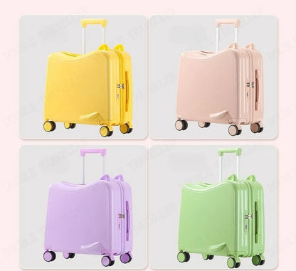 Kids Luggage Can Sit and Ride on Suitcase on Wheels Small Carry-on Suitcase for Children Zipper Trolley Luggage Bag