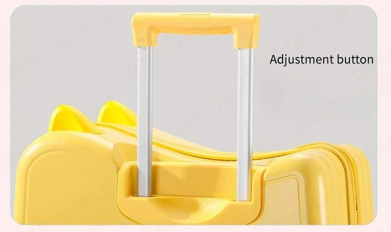 Kids Luggage Can Sit and Ride on Suitcase on Wheels Small Carry-on Suitcase for Children Zipper Trolley Luggage Bag