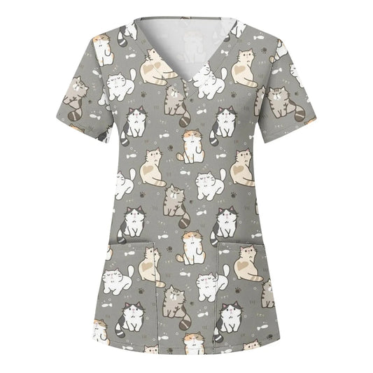 Playful Veterinary Scrub Top