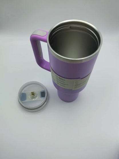 40 oz tumbler with handle and straw | Cup holder for travel | Insulated stainless steel cup | BPA- free |