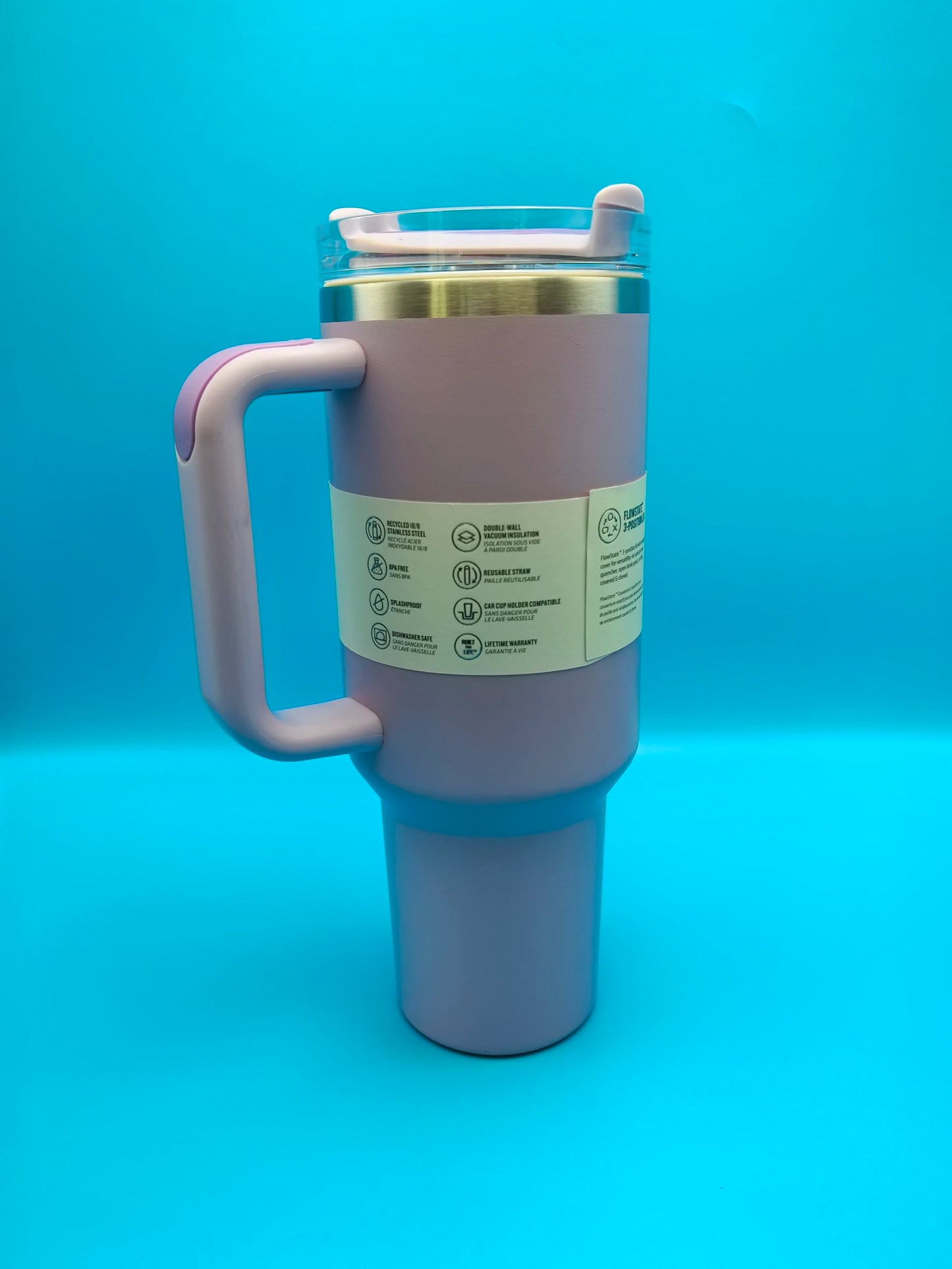 40 oz tumbler with handle and straw | Cup holder for travel | Insulated stainless steel cup | BPA- free |