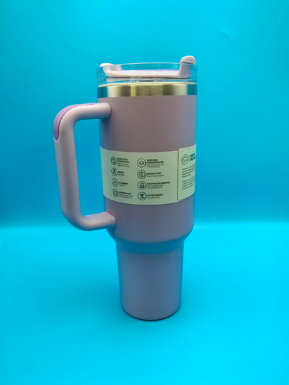 40 oz tumbler with handle and straw | Cup holder for travel | Insulated stainless steel cup | BPA- free |