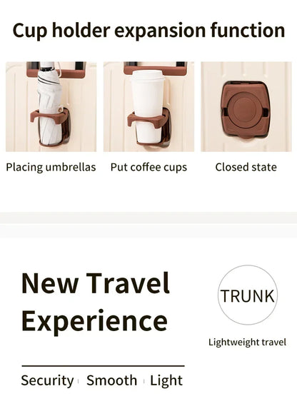 20-28 Inch Aluminum-Magnesium Luggage: Carry-On Trolley with Cup Holder and 4-Wheel Spinner-Durable Lightweight Travel Suitcase