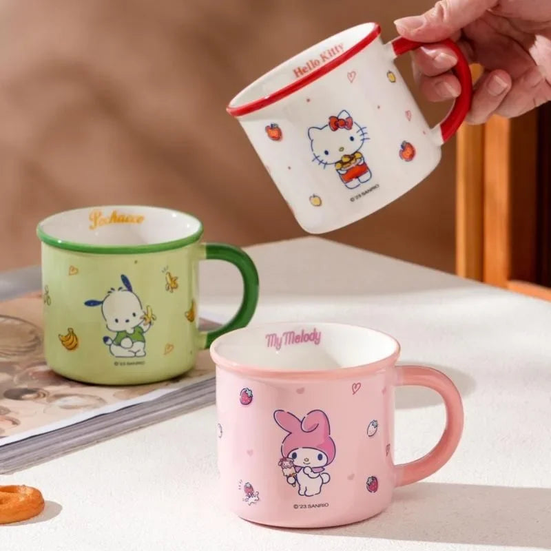 Tumbler Hello Kitty Ceramics Cartoon Printing Household Glass Dormitory Mug Delicate Fashion Practical Lidless Cute Cup