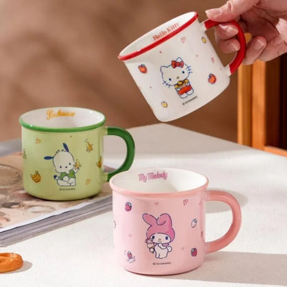 Tumbler Hello Kitty Ceramics Cartoon Printing Household Glass Dormitory Mug Delicate Fashion Practical Lidless Cute Cup