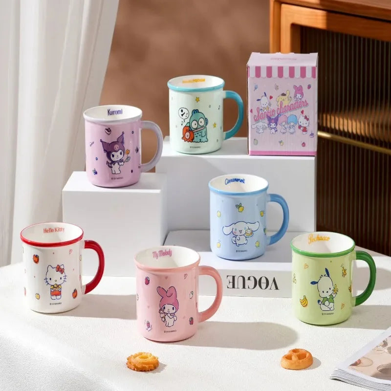 Tumbler Hello Kitty Ceramics Cartoon Printing Household Glass Dormitory Mug Delicate Fashion Practical Lidless Cute Cup