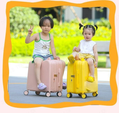 Kids Luggage Can Sit and Ride on Suitcase on Wheels Small Carry-on Suitcase for Children Zipper Trolley Luggage Bag