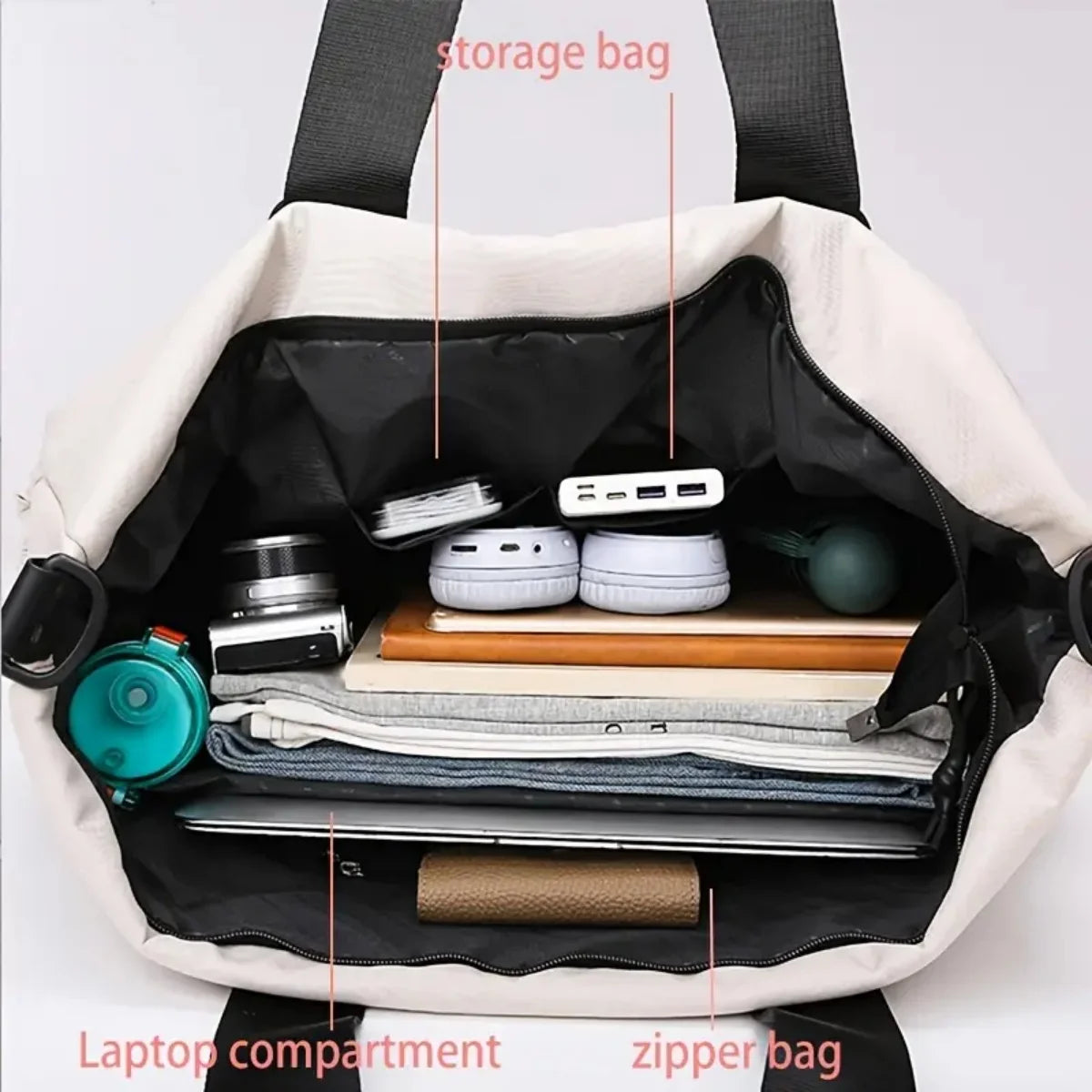 Large-Capacity Travel Handbag, Lightweight Luggage Carry-On, Fitness Bag with Shoulder Strap, Portable Computer Bag, Short-Distance Travel, Portable