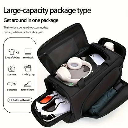 Large capacity multifunctional luggage bag with multiple compartments, suitable for fitness, travel, and overnight travel