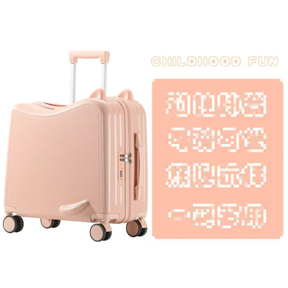 Kids Luggage Can Sit and Ride on Suitcase on Wheels Small Carry-on Suitcase for Children Zipper Trolley Luggage Bag
