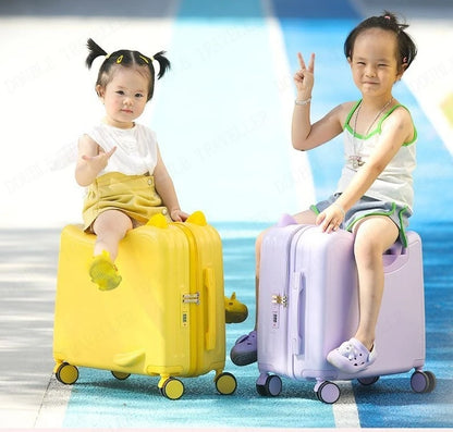 Kids Luggage Can Sit and Ride on Suitcase on Wheels Small Carry-on Suitcase for Children Zipper Trolley Luggage Bag