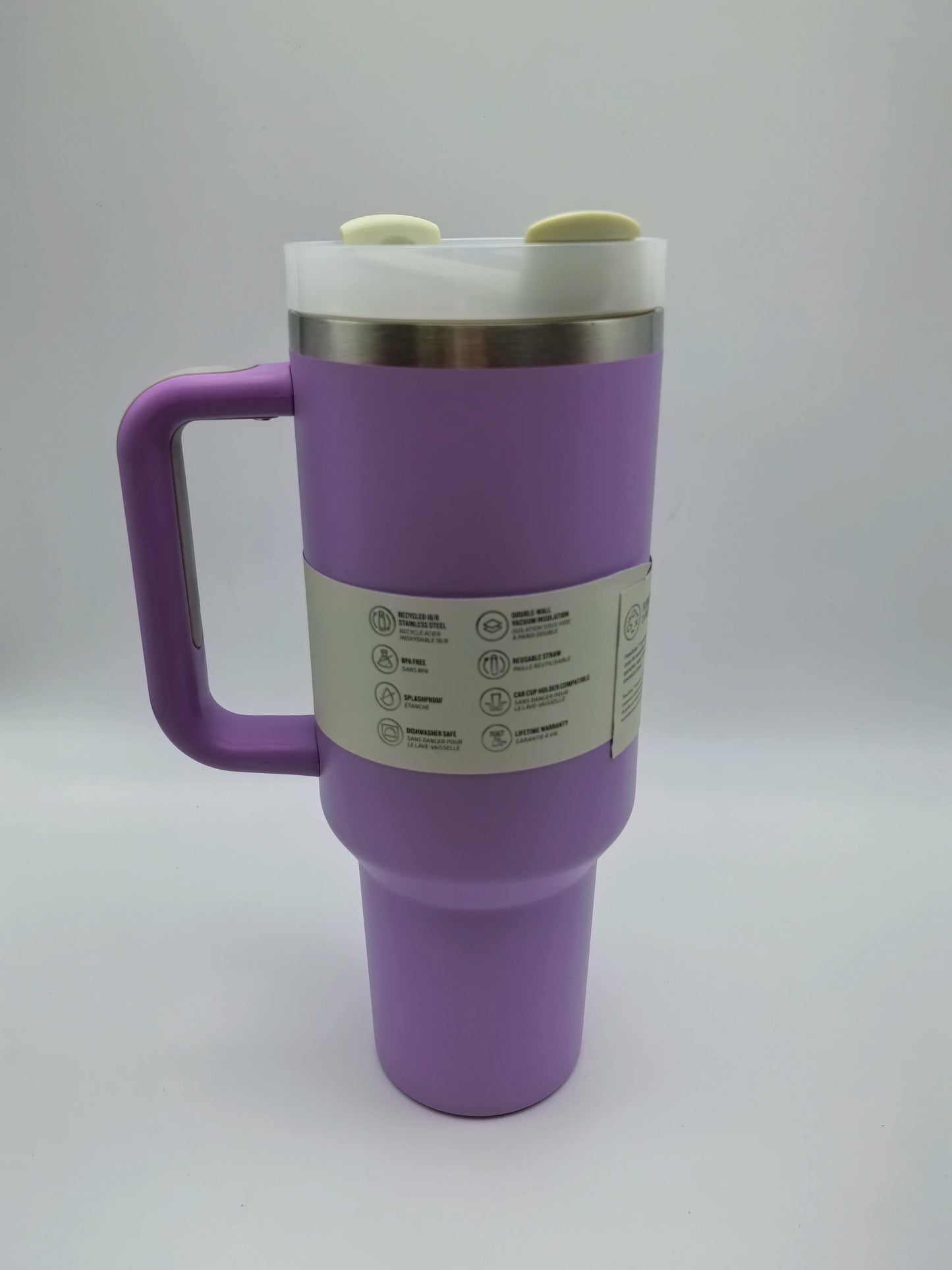 40 oz tumbler with handle and straw | Cup holder for travel | Insulated stainless steel cup | BPA- free |