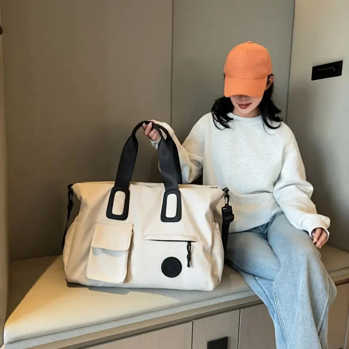 Large-Capacity Travel Handbag, Lightweight Luggage Carry-On, Fitness Bag with Shoulder Strap, Portable Computer Bag, Short-Distance Travel, Portable