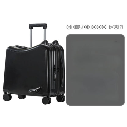 Kids Luggage Can Sit and Ride on Suitcase on Wheels Small Carry-on Suitcase for Children Zipper Trolley Luggage Bag